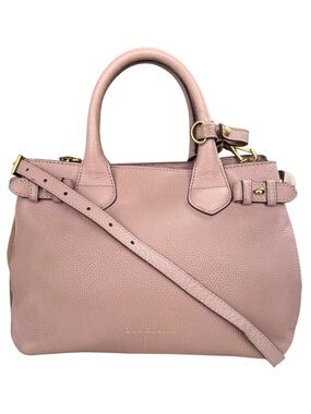 Burberry Banner tote leather and house check canvas small